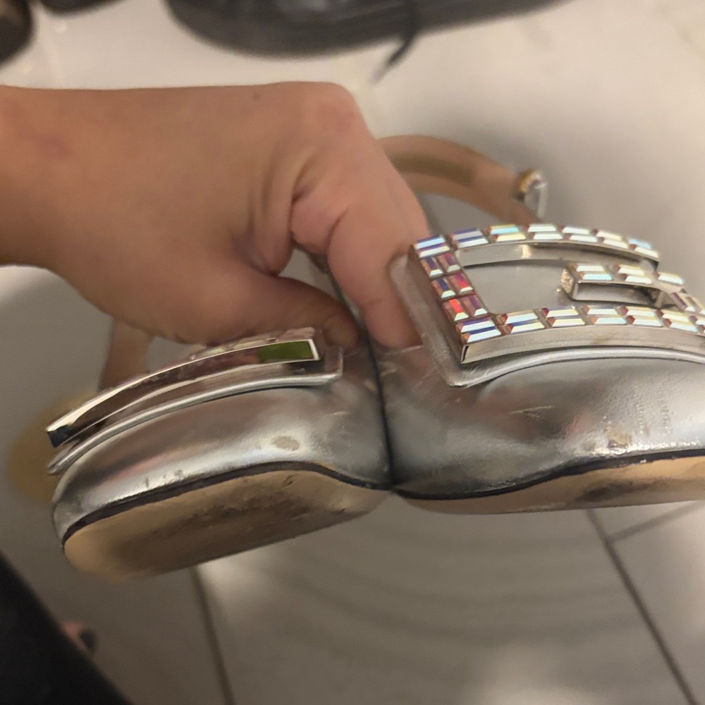 Gucci Silver Crystal-Trim Slingback Loafers - Picture 4 of 6